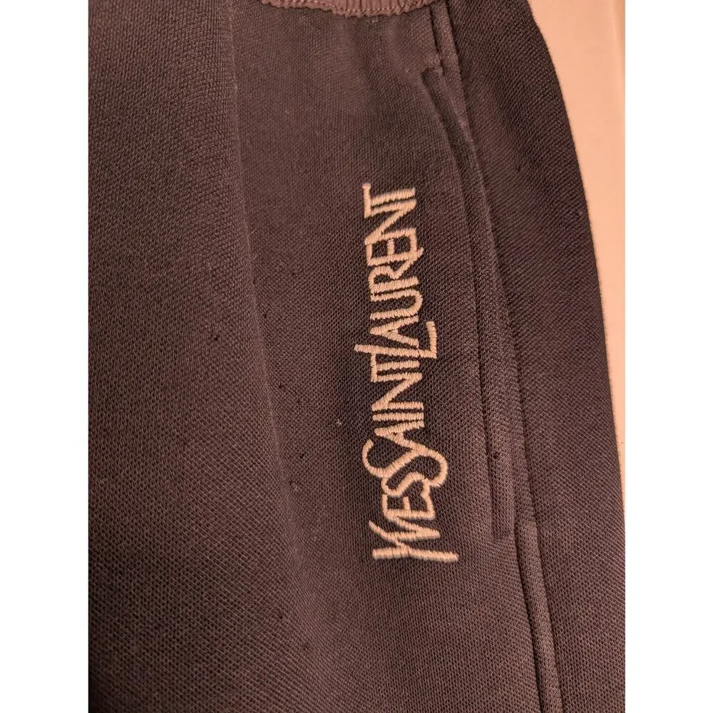 Yves St Laurent YSL Logo Embroidered Men's Joggers 36 Luxury Designer Sweatpants - Picture 5 of 8